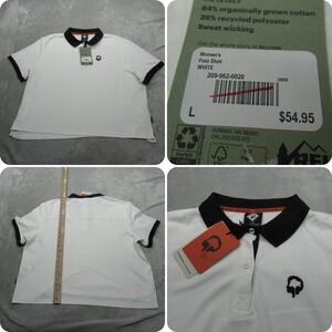 REI Co-op x‎ Outdoor Afro Polo Shirt Women Large White Short Sleeve Casual NEW